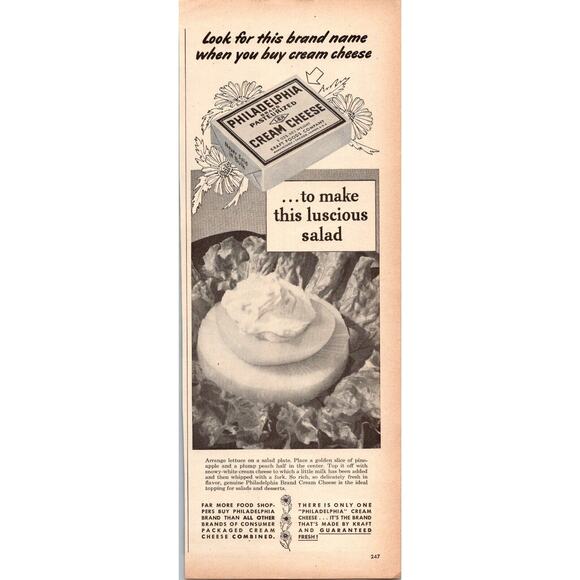 Vintage Print Ad Philadelphia Cream Cheese Kraft Foods Heatilator Fireplace - Picture 1 of 2